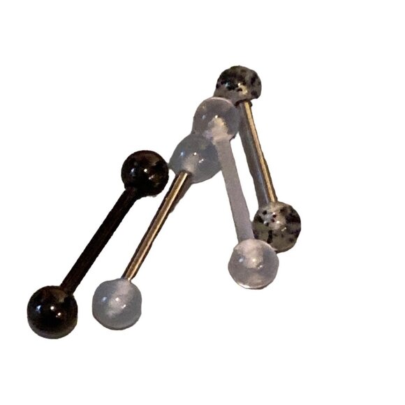 14g Surgical Steel Tongue Rings Body Piercing Jewelry Unisex 4pcs Multicolor 4 P - Picture 1 of 5